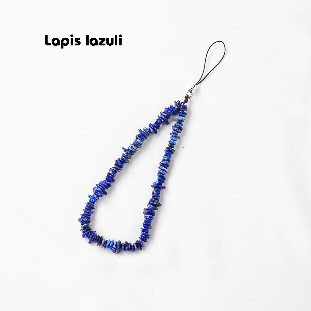 Phone Chain Hanging Natural Stone Crystal Gravel DIY Key Buckle Mobile Pendant Healing Gemstone Phone Cord Rope Hanging Cord