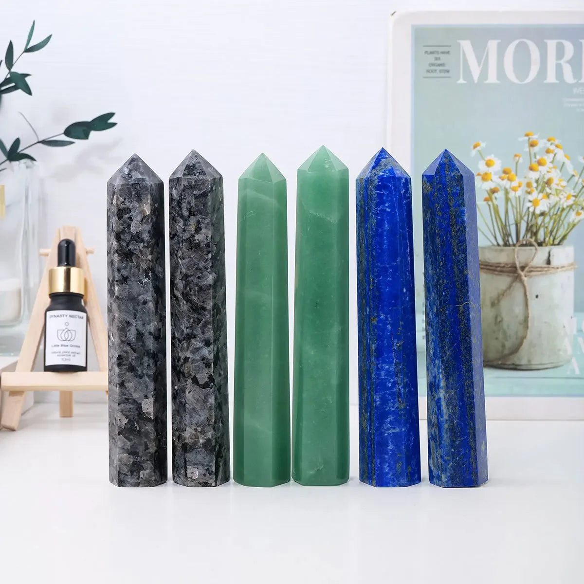 15-17cm 1pc Natural Crystal Stone Large Healing Crystal Wand Rose Quartz Point Amethyst Obelisk Tower Decor