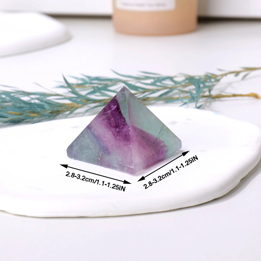 1PC 1PC Natural Stones Colorful Fluorite Crystal Pyramid Quartz Healing Stone Chakra Reiki Crystal THome Decor Crafts