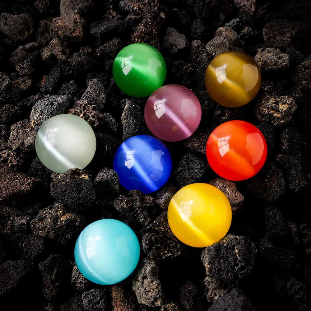 1PC 4CM Multicolor Opal  Colorful Cat's Eye Stone Crystal Ball Glass Marbles Crystal Polished Round Ball Stone Glass Toy Balls