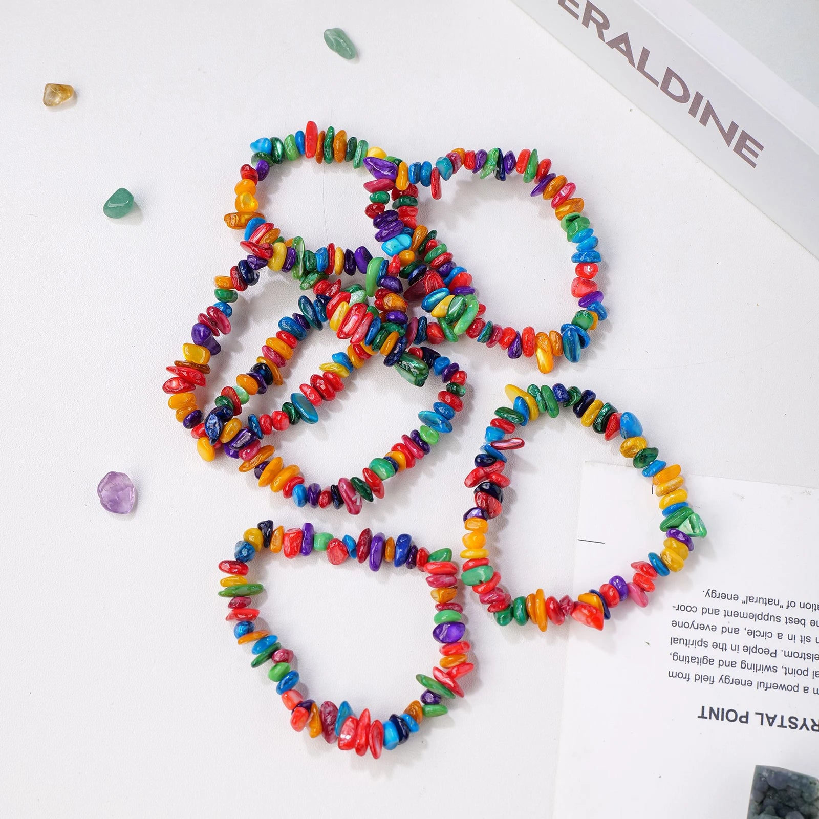 1PC Colorful Shells Irregular Crushed Stone Beads Bracelet Crystal Jewelry DIY Charm Decoration Spiritual Healing Women's Gifts