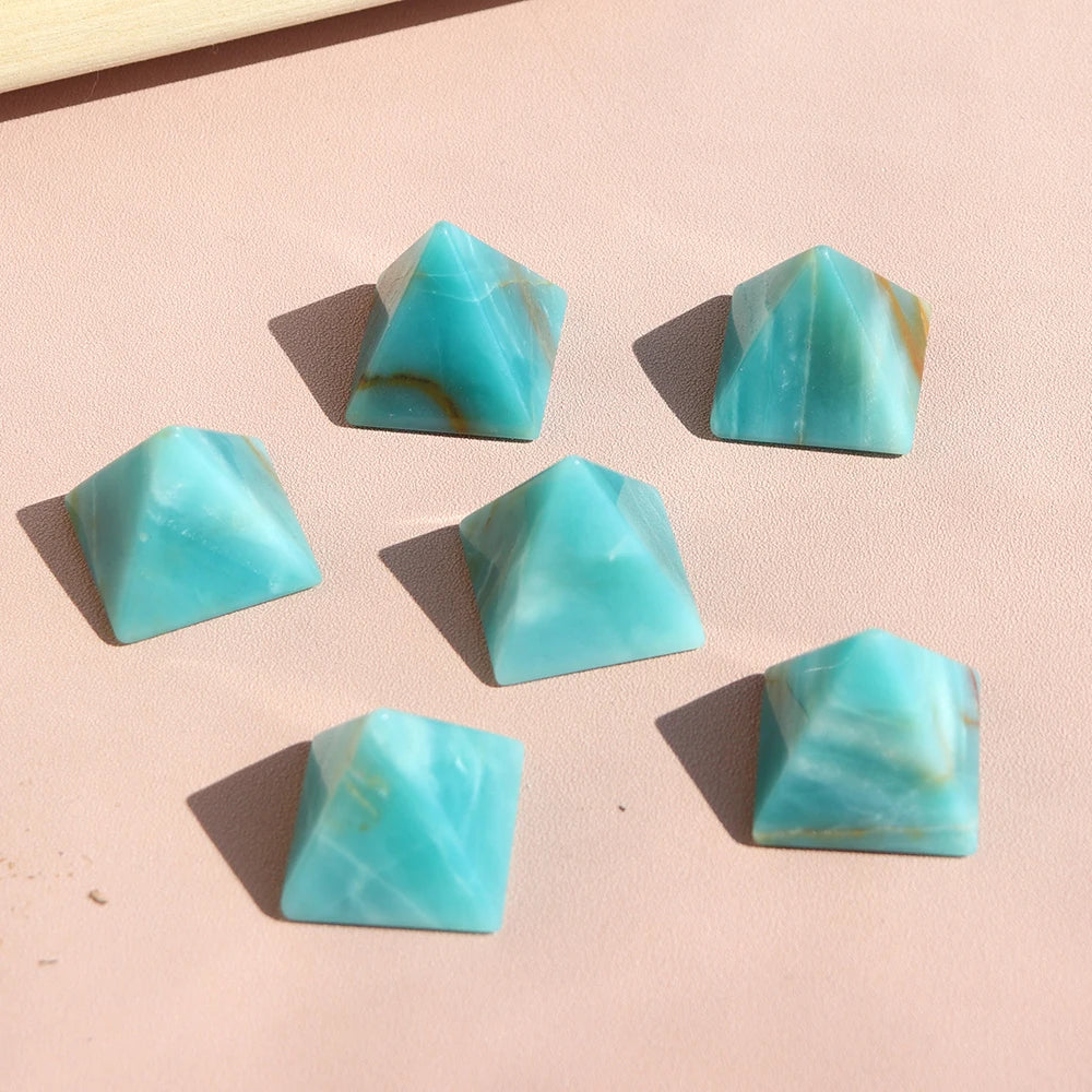 1PC High quality Energy Amazonite Pyramid Tianhe Stone Healing Natural Crystal Reiki Chakra Home Decor Meditation Ore Mineral