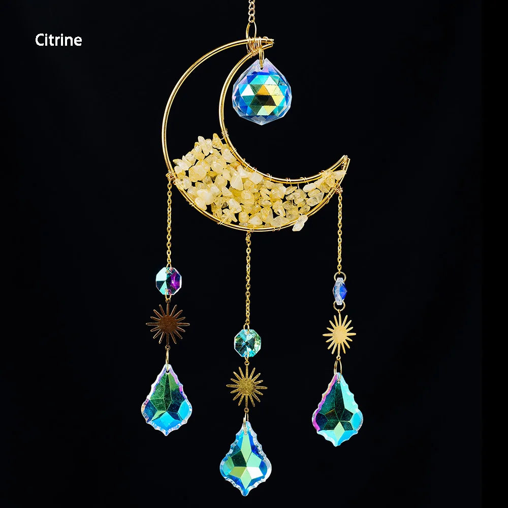 1PC Metal Prism Light Rainbow Crystal Suncatcher Hanging Prism Ornament Pendant Home Garden Decor Car Decor Crystal Wind Chime