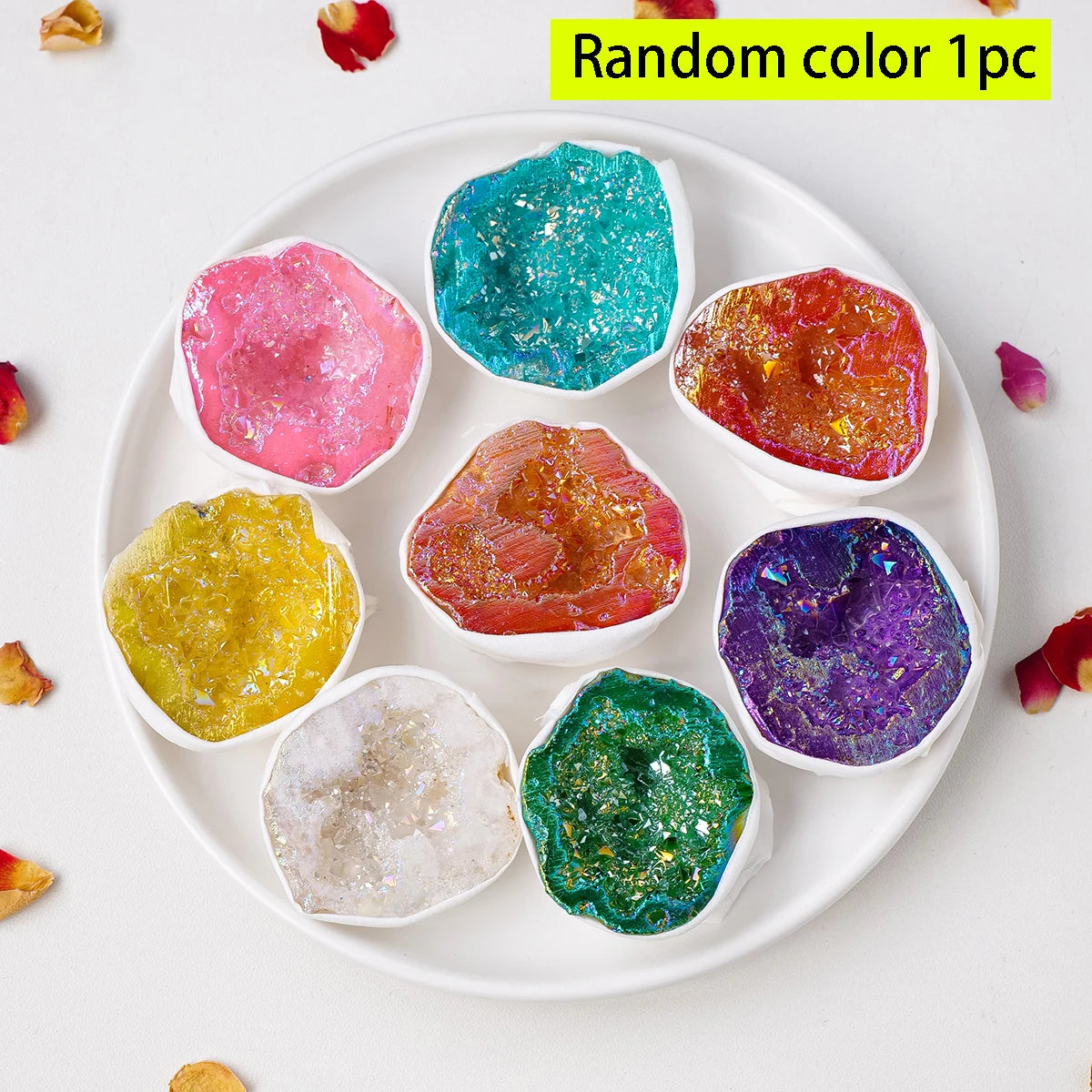 1PC Natural Clear Quartz Crystal Cave Aura Colorful Agate Crystal Geode Gifts Box DIY Jewelry Decoration