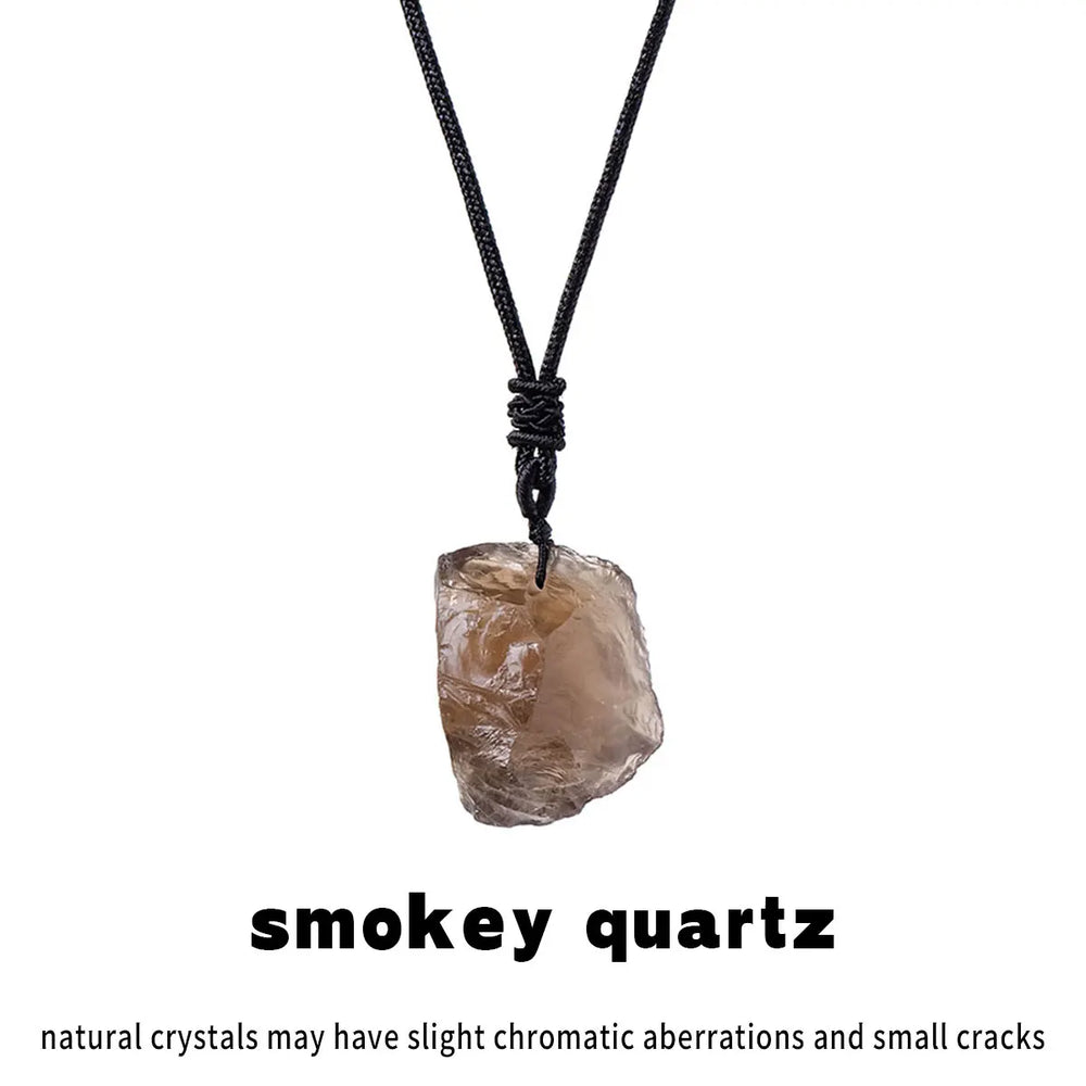 1PC Natural Crystal Amethyst Raw Stone Unpolished Stone Rose quartz Pendant Necklace For Women's Gifts