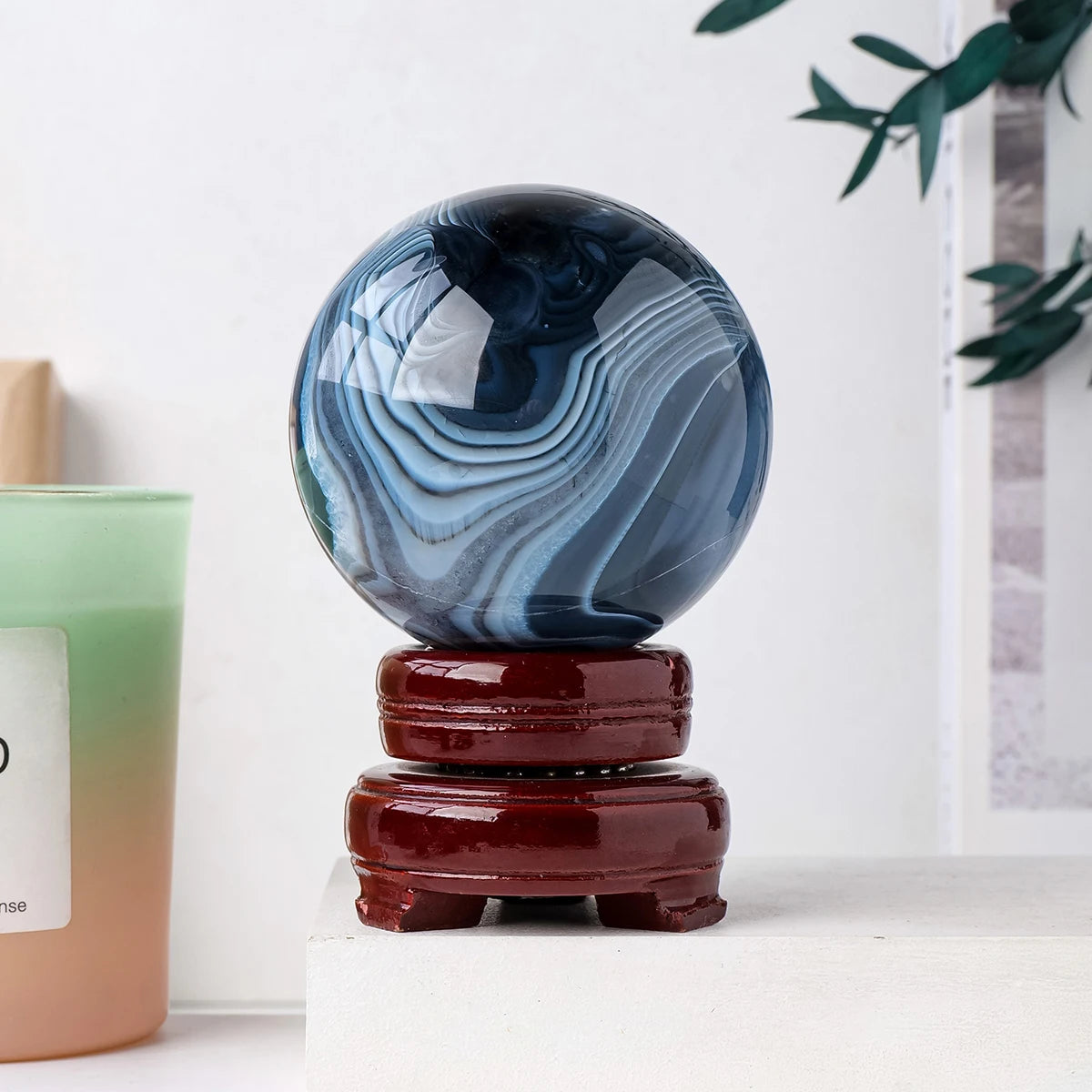 1PC Natural Crystal Black Onyx Ball Agate  Crystal Sphere  Home Decoration Energy Home Feng Shui Decoration Stone