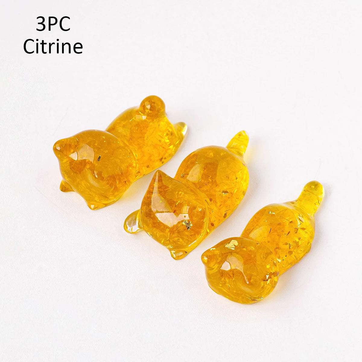 1PC Natural Crystal Gravel Little Cat Statue Dropper Resin Reiki Stone Penholder Fengshui Sculpture Room Home Decoration