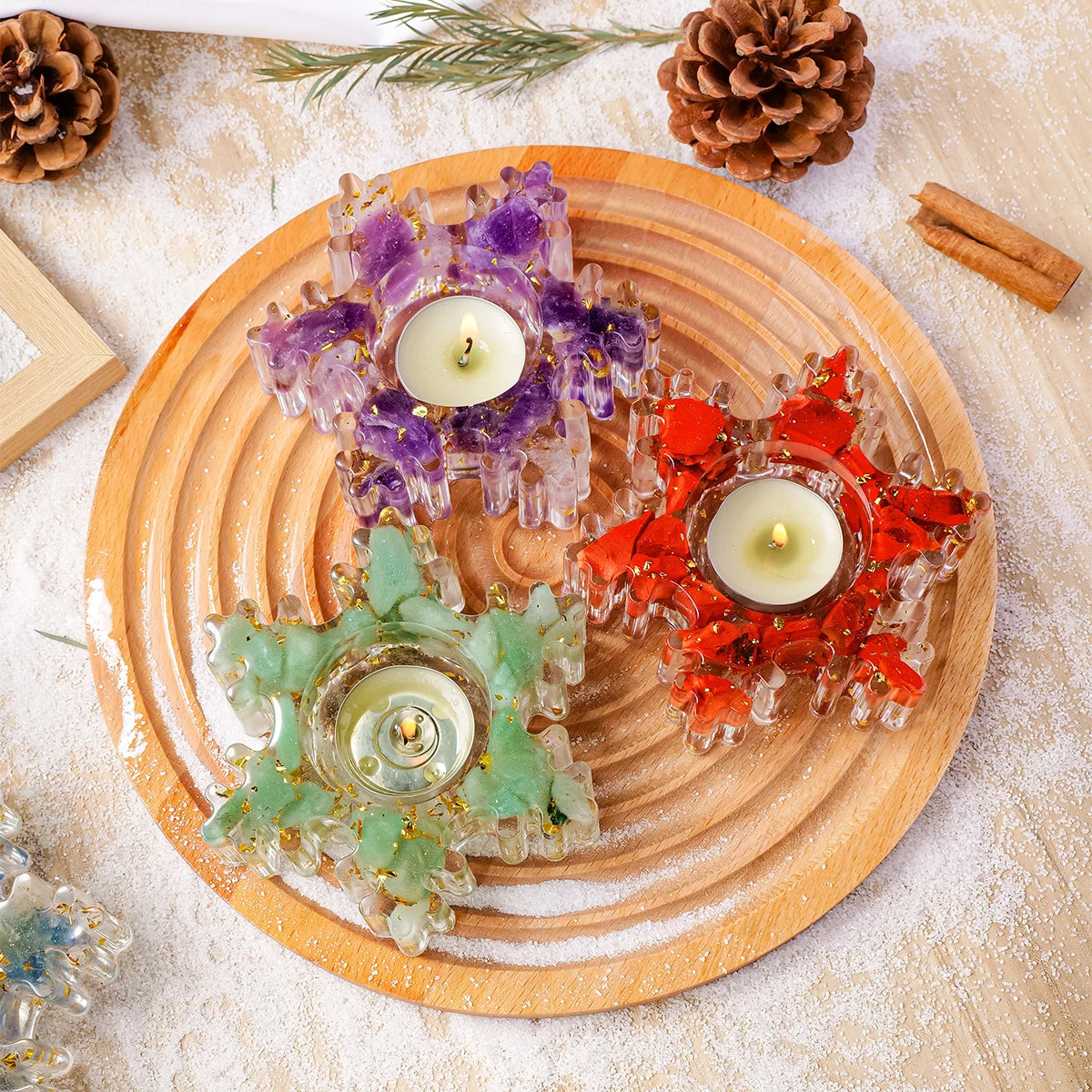 1PC Natural Crystal Gravel Stone Snowflake Candle Statue Reiki Stone Tortoise Figurine Amulet Fengshui Sculpture Christmas decor