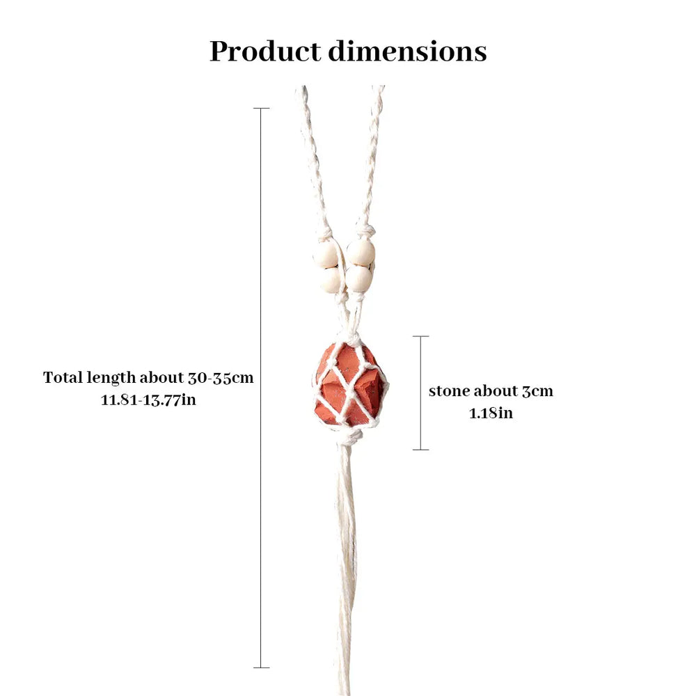 1PC Natural Crystal Raw Gemstone Hand Knitting Car Hanging Energy Harvesting Jewelry Vintage Car Decor Hanging Home Accessories