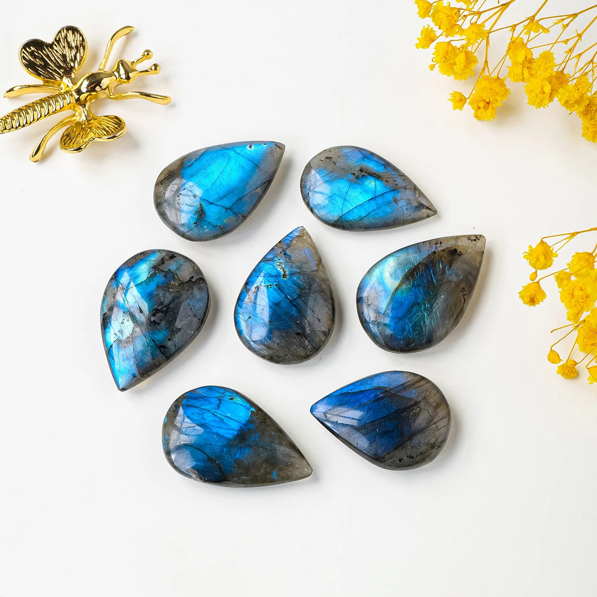 1PC Natural Flowing light Blue Labradorite Crystal Stone Water Drop Shape For Jewelry Pendant Production