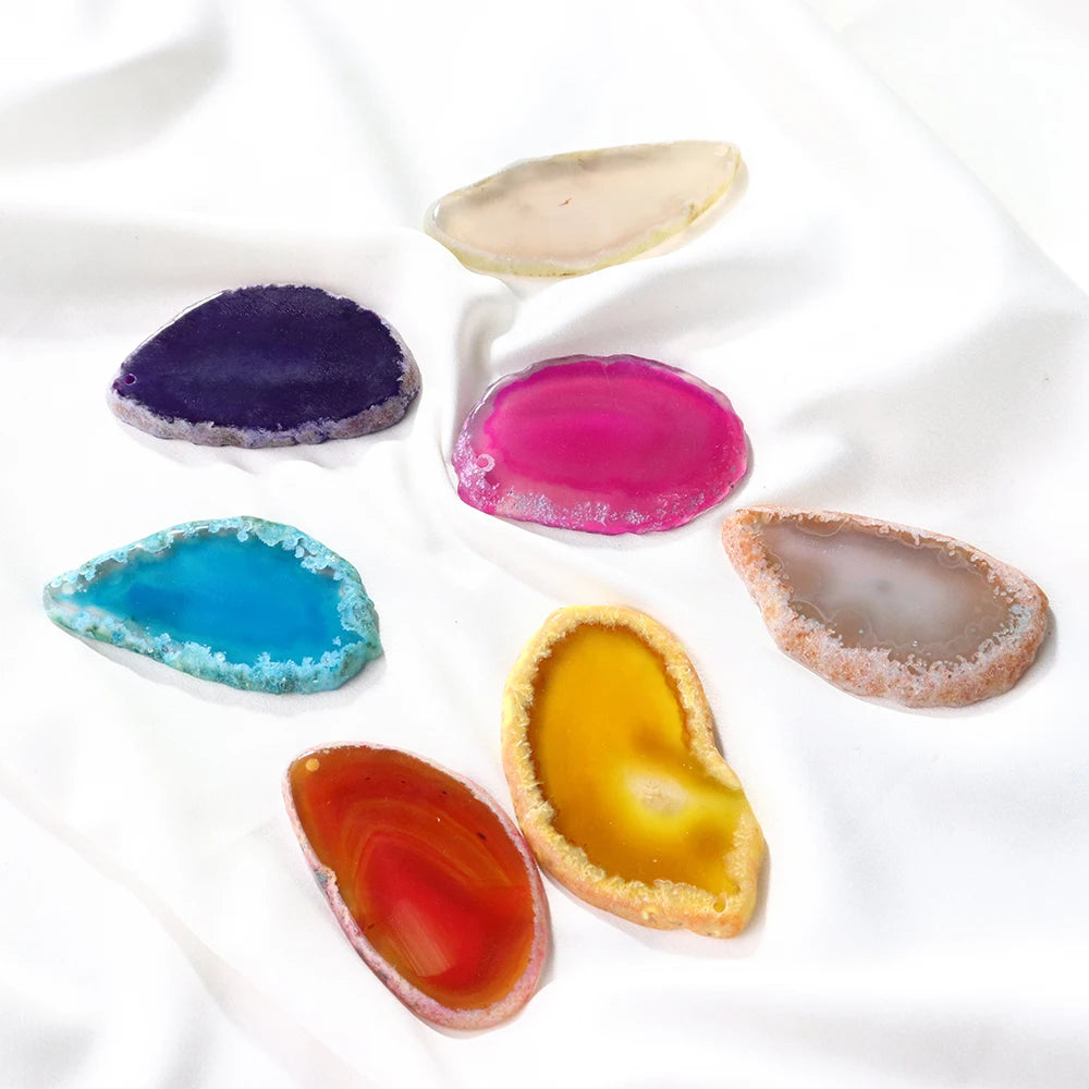 1PC Natural Healing Crystal Stone Irregular Colorful agate Slab Onyx Agates Geode Slice With Hole For Jewelry Necklace Making
