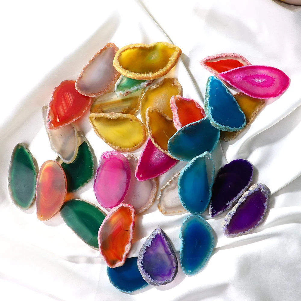1PC Natural Healing Crystal Stone Irregular Colorful agate Slab Onyx Agates Geode Slice With Hole For Jewelry Necklace Making