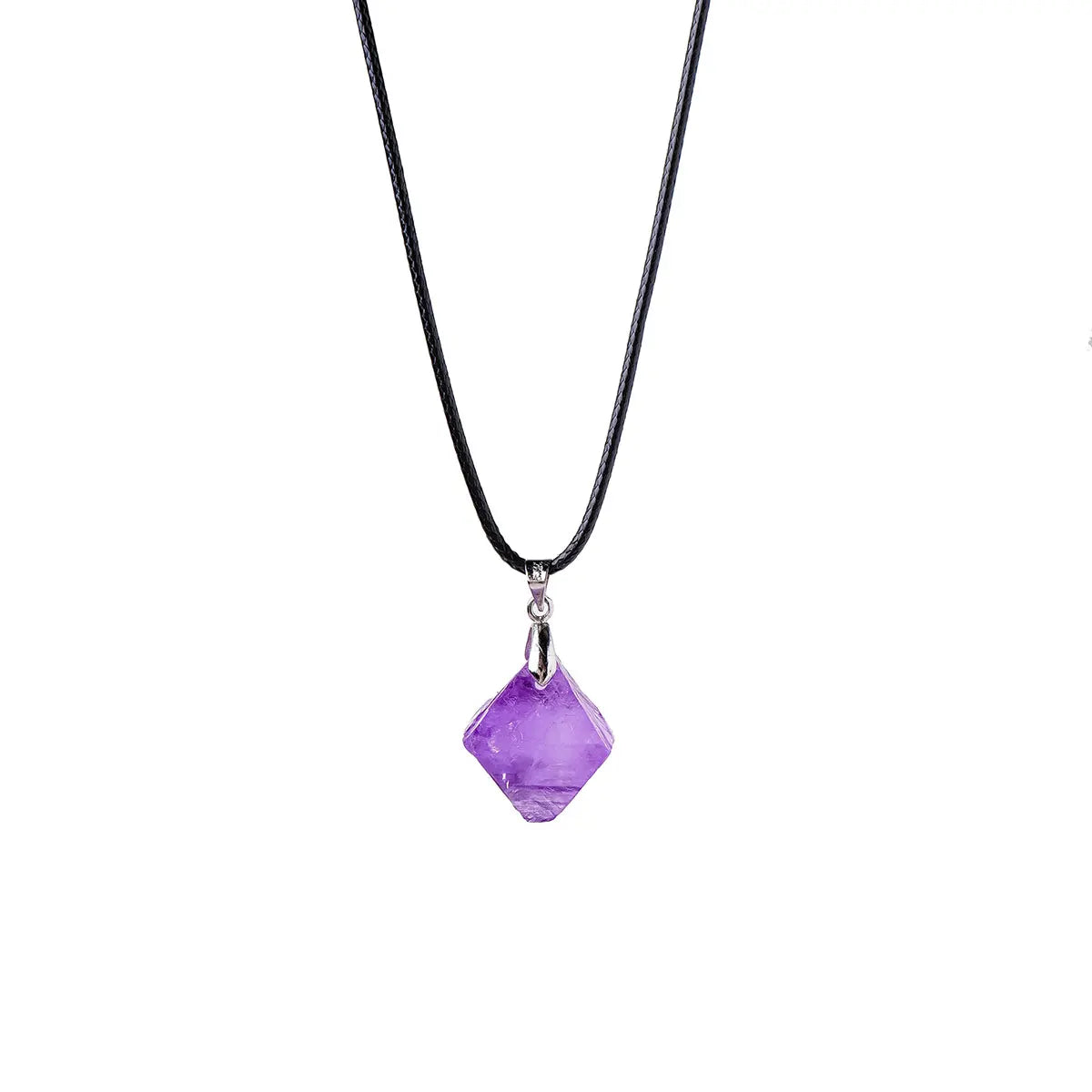 1PC Natural Healing Energy Crystal Stone Colorful Fluorite Crystal Octahedral Pendant Jewelry Women's Necklace Gift
