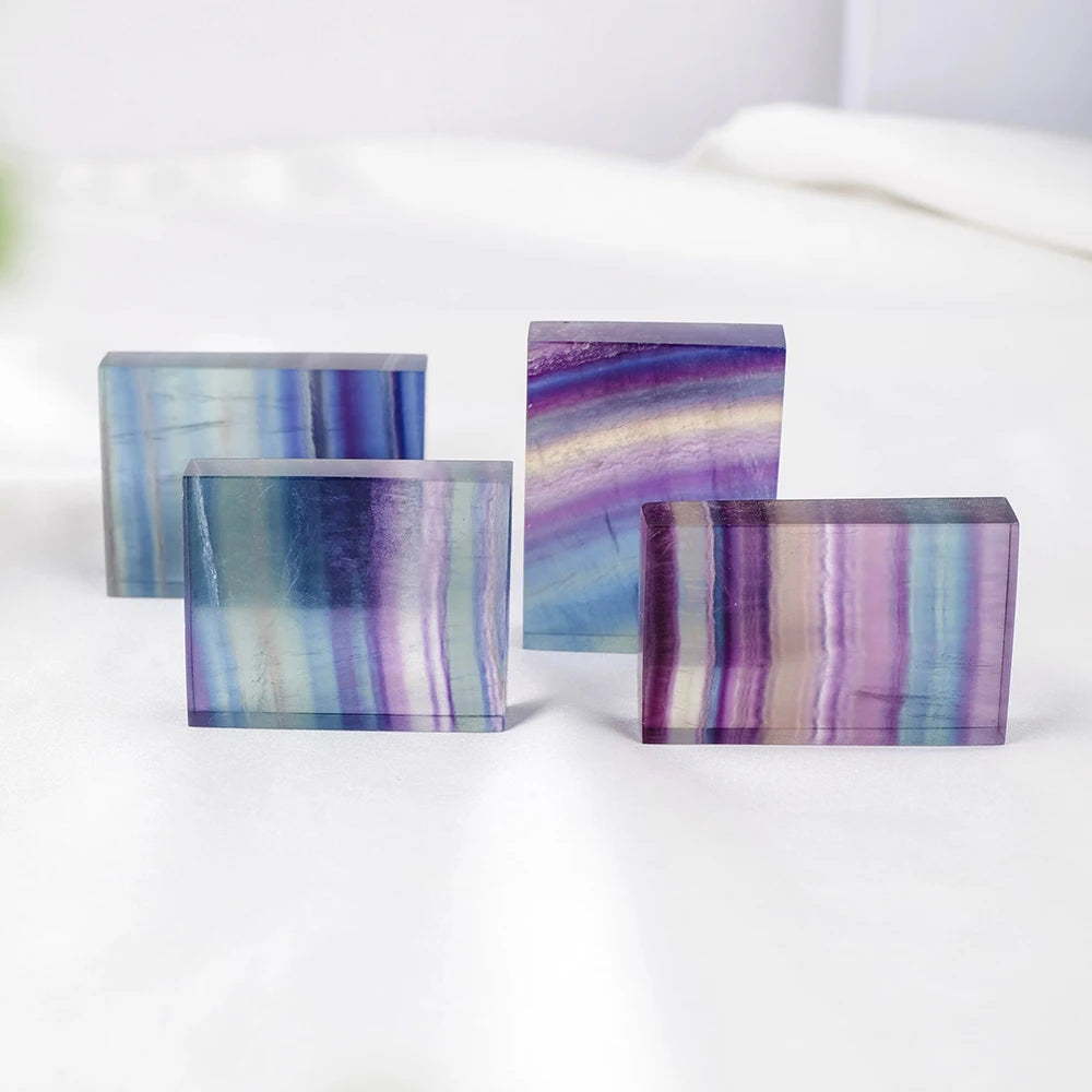 1PC Natural Raw Stone Polished Rainbow striped fluorite Crystal Piece Color Stone Jewelry Original Srystal Decoration