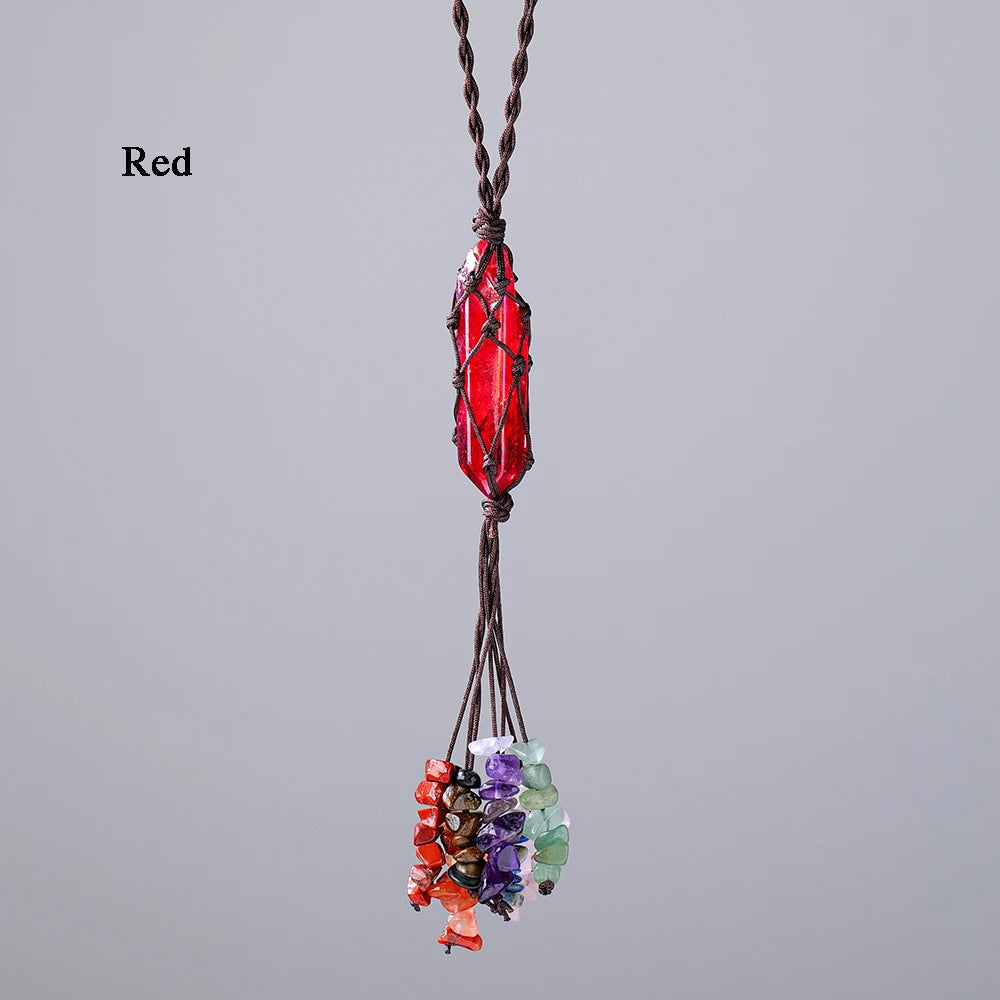 1PC Natural Single Point Clear Quartz Aura Color Crystal Car Hanging Crystal Pendant  Gemstone Home Decoration