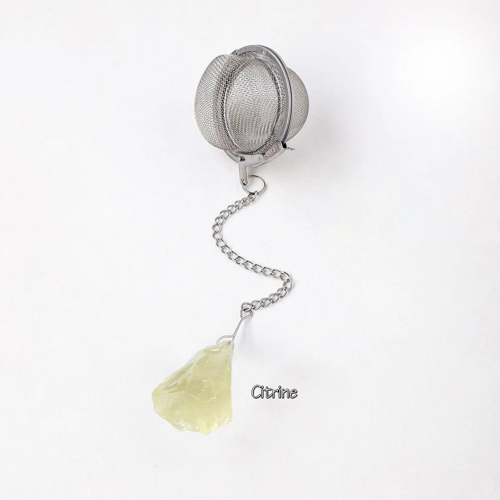 1PC Natural Stone Crystals Healing Stones Tea Filter Stainless Steel Tea Leak Proof Mesh Filter With Chain Eusable Creative