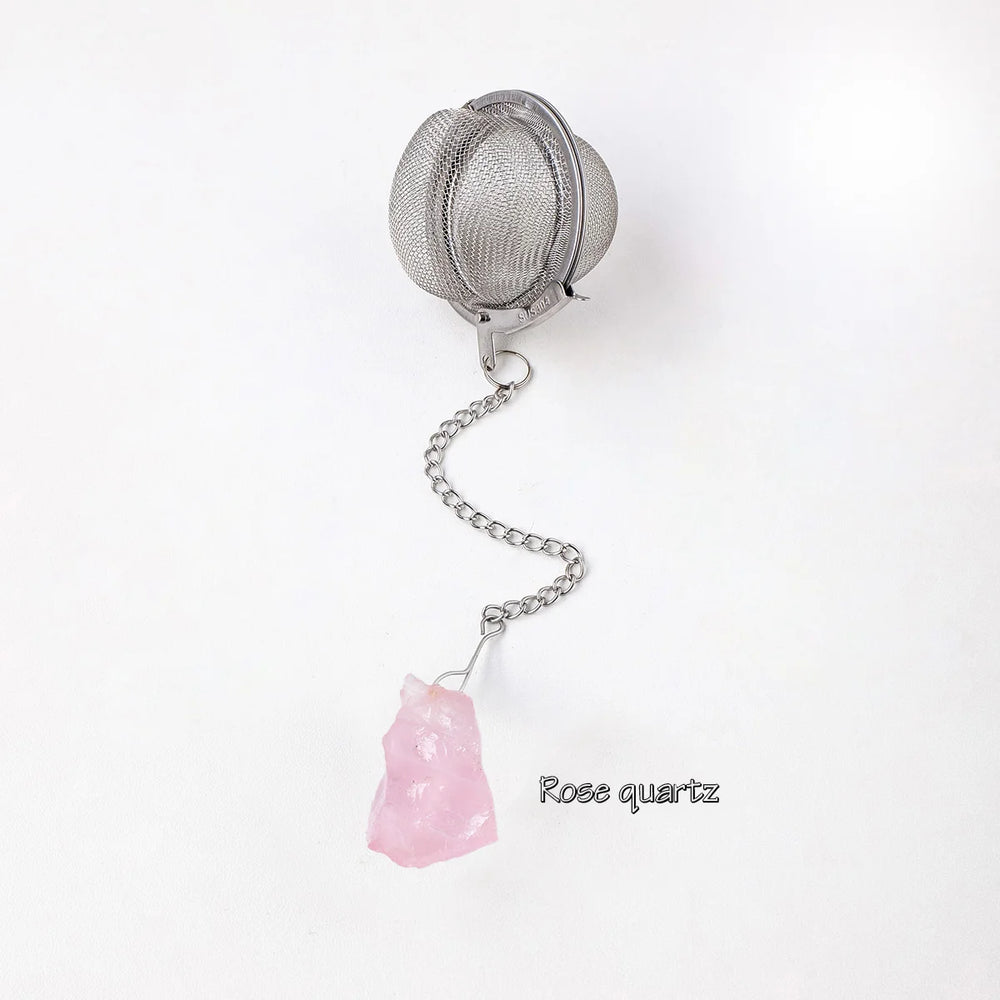 1PC Natural Stone Crystals Healing Stones Tea Filter Stainless Steel Tea Leak Proof Mesh Filter With Chain Eusable Creative