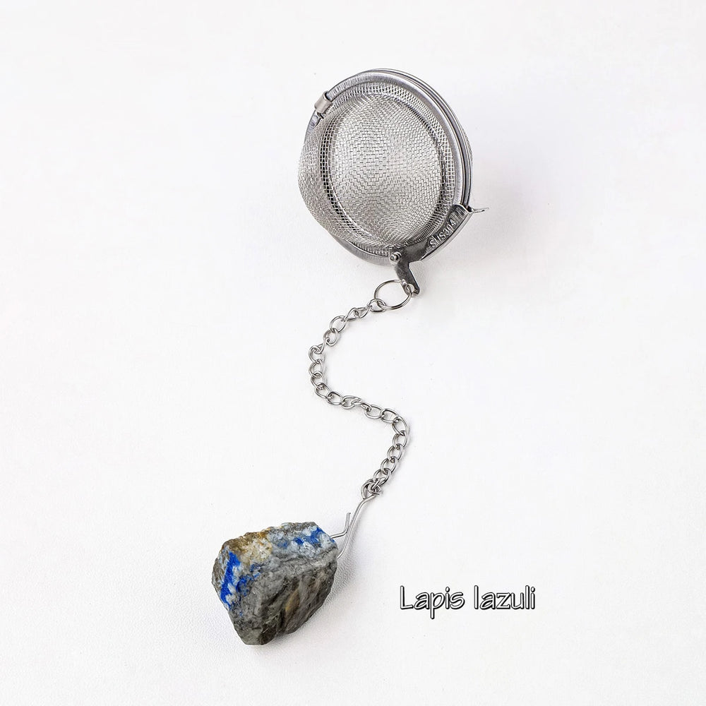 1PC Natural Stone Crystals Healing Stones Tea Filter Stainless Steel Tea Leak Proof Mesh Filter With Chain Eusable Creative