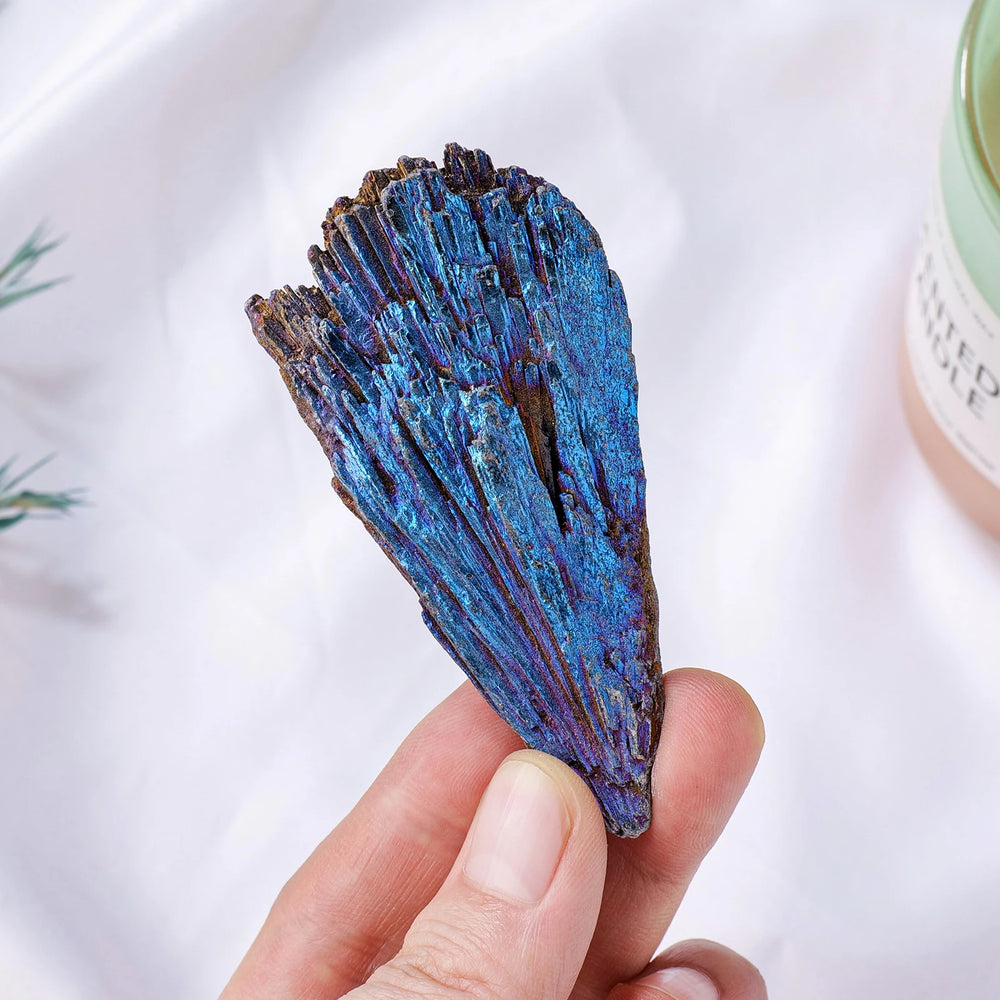 1PC Natural Tourmaline Feather Aura Blue Color Home Decoration Healing Crystal Mineral Specimen Crystal Original Stone Gift