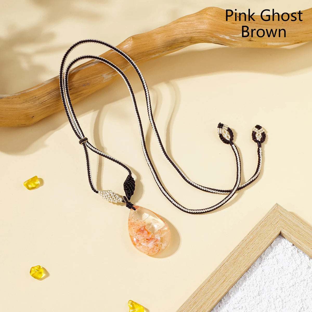 1PC Natural crystal Pink Ghost Gemstone Lovers Wings Pendant Energy Necklace jewelry Reiki Holiday Style Valentine's Day Gif