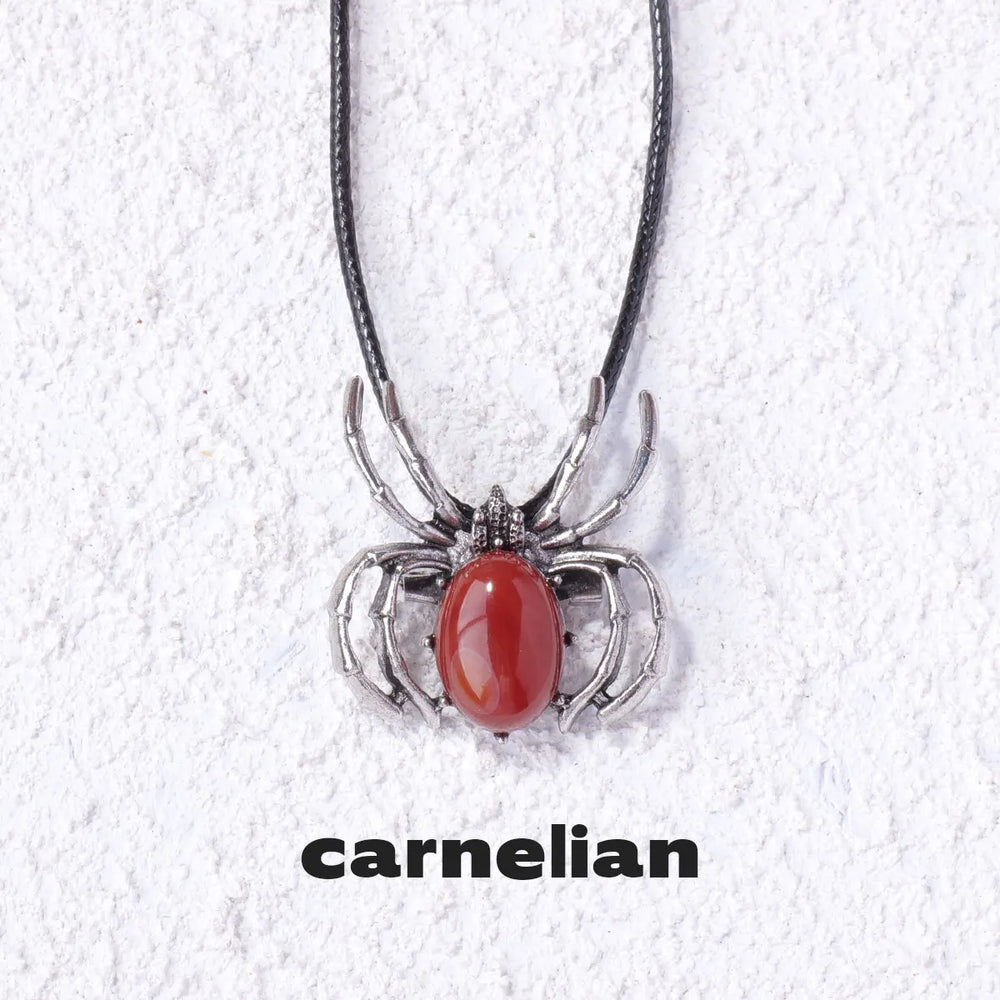 1PC Natural crystal Spider Necklace Pendant Jewelry Women Gifts Healing Crystals DIY Halloween Jewelry