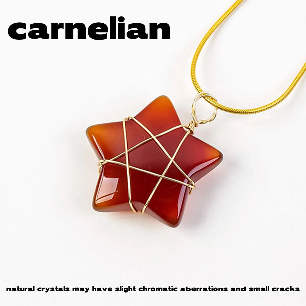 1Pc Natural Crystal Pentagram Pendant Pink Crystal Amethyst Necklace Healing Gem Jewelry For Birthday Women's Gifts