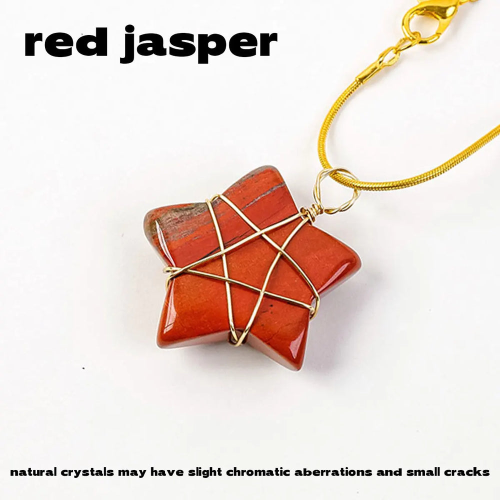 1Pc Natural Crystal Pentagram Pendant Pink Crystal Amethyst Necklace Healing Gem Jewelry For Birthday Women's Gifts