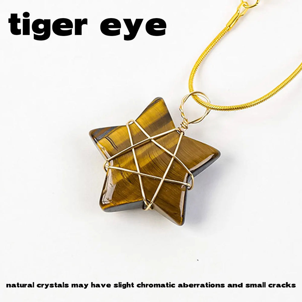 1Pc Natural Crystal Pentagram Pendant Pink Crystal Amethyst Necklace Healing Gem Jewelry For Birthday Women's Gifts