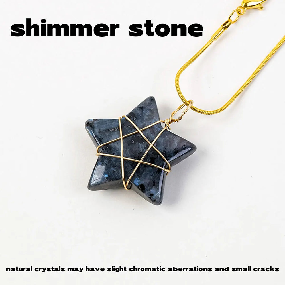 1Pc Natural Crystal Pentagram Pendant Pink Crystal Amethyst Necklace Healing Gem Jewelry For Birthday Women's Gifts