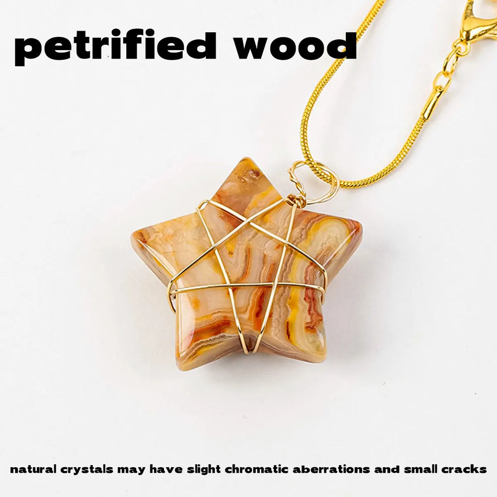 1Pc Natural Crystal Pentagram Pendant Pink Crystal Amethyst Necklace Healing Gem Jewelry For Birthday Women's Gifts