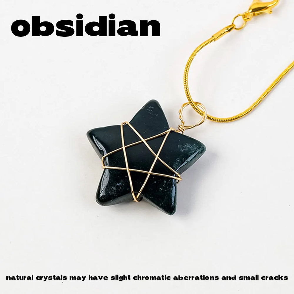 1Pc Natural Crystal Pentagram Pendant Pink Crystal Amethyst Necklace Healing Gem Jewelry For Birthday Women's Gifts