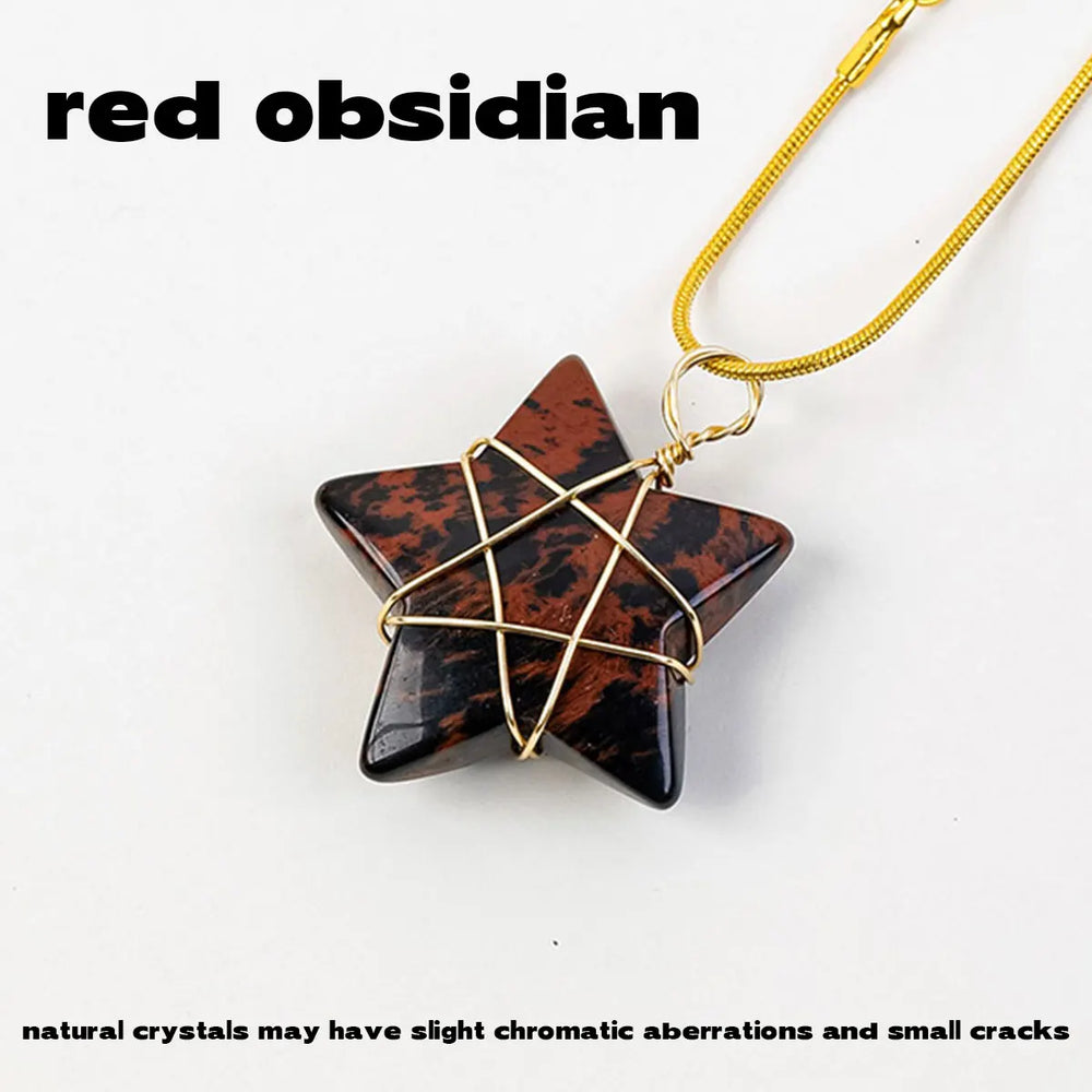 1Pc Natural Crystal Pentagram Pendant Pink Crystal Amethyst Necklace Healing Gem Jewelry For Birthday Women's Gifts