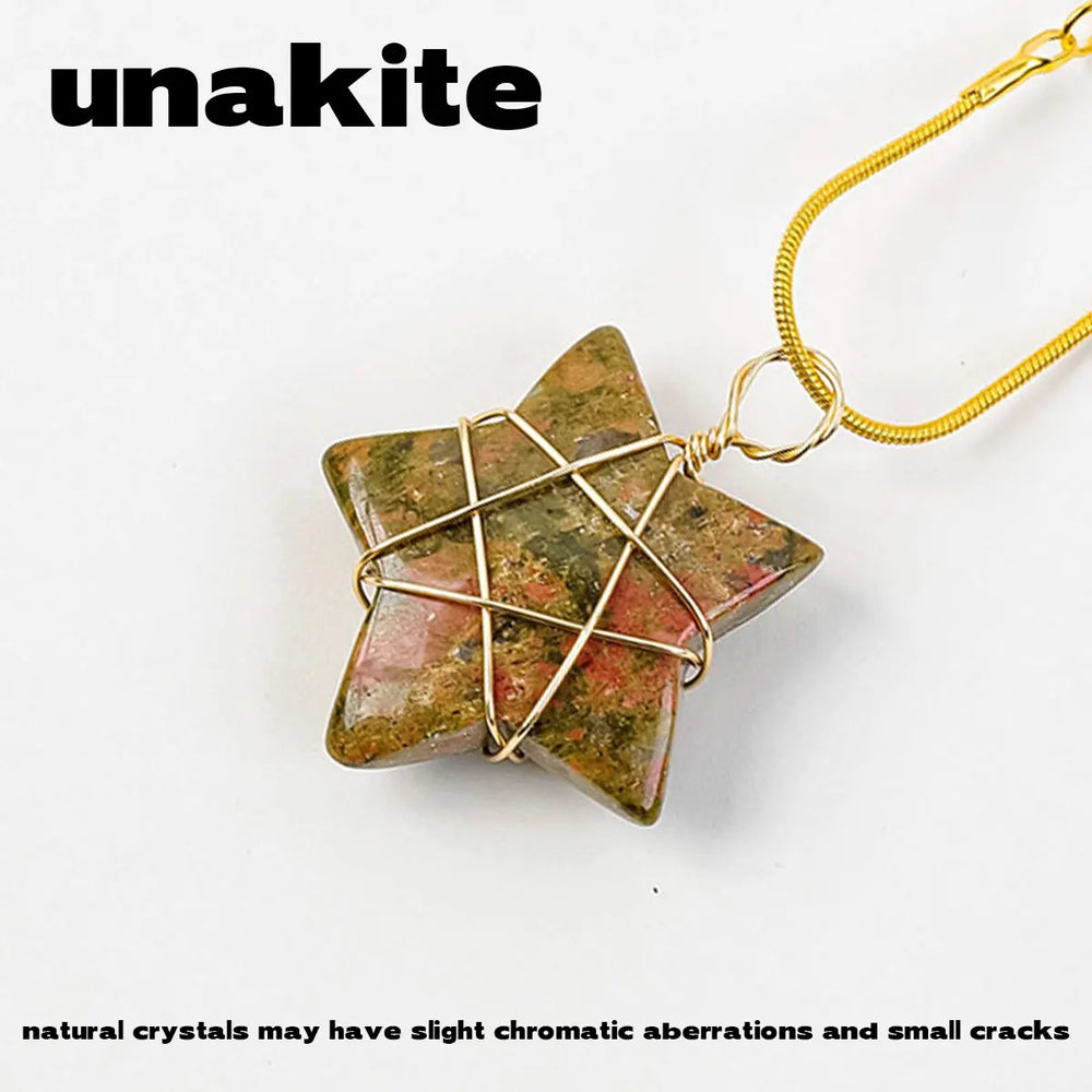 1Pc Natural Crystal Pentagram Pendant Pink Crystal Amethyst Necklace Healing Gem Jewelry For Birthday Women's Gifts