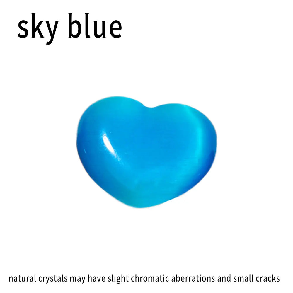 1pc Crystal Rolling Stone Rainbow Color Opal Heart Specimen Cymophane Reiki for Aquarium Fish Tank Home Decor Mineral Specimen