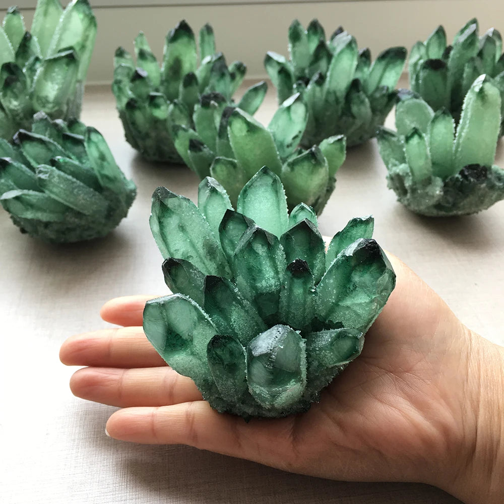 1pc Green Ghost Phantom Quartz Crystal Cluster rock stones and crystals mineral reiki Healing Specimen Home decor （not natural ）