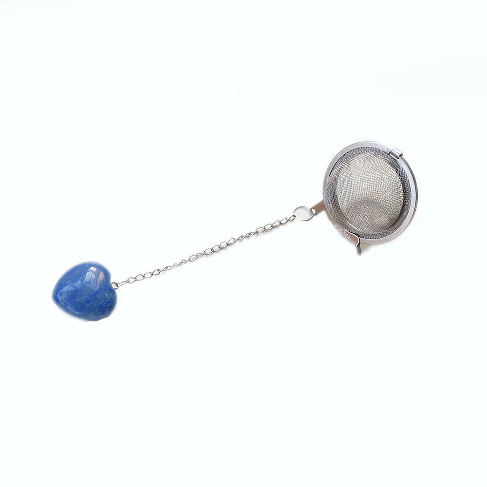 1pc Natural Crytal Love stone crafts Heart Shaped Pendant 304 stainless steel tea maker Tea filter Seasoning ball