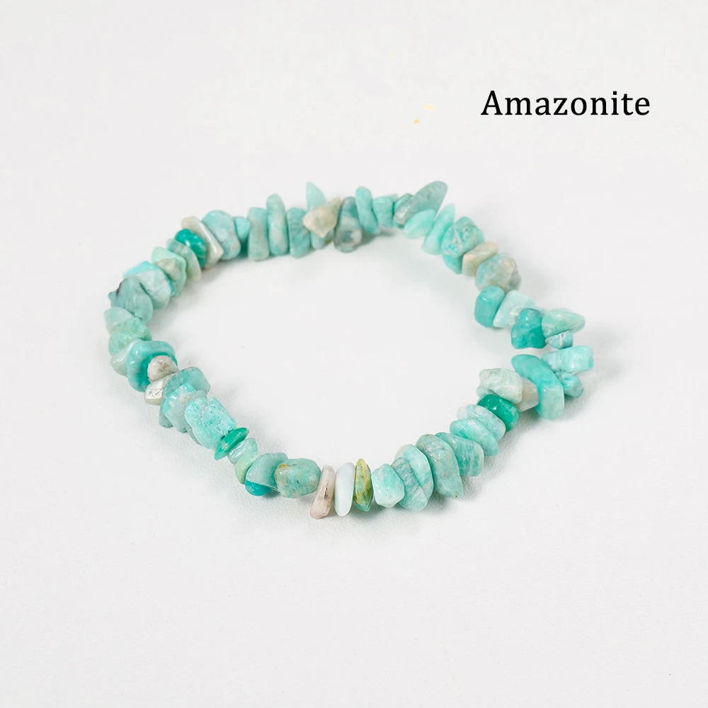 1pc  Natural Gem Crystal Stone Bracelet Gravel Irregular Crystal Stretch Chip beads Nuggets Bangles Quartz Wristband For Women