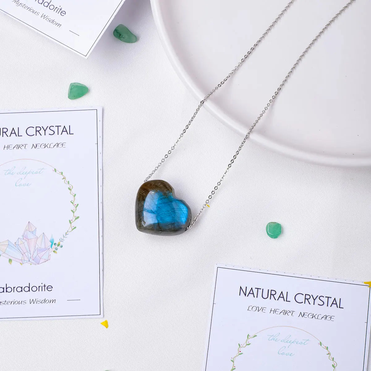 1pc Natural crystal Labradorite Heart Shaped Rough Polished Pendant Flowing light necklace Crafts Stone Hanging Ornament