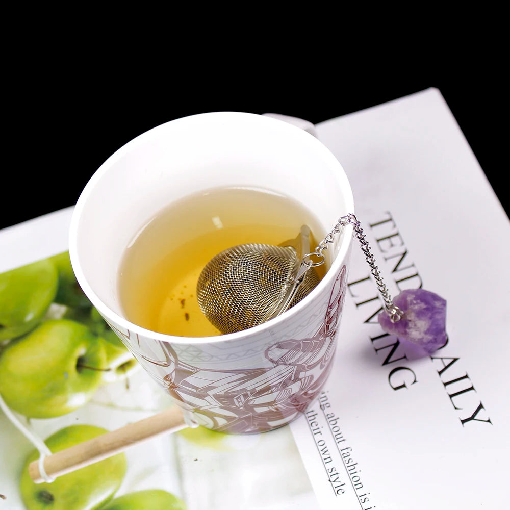 1pcs Creative Natural crystal stonet 304 stainless steel tea maker Tea filter Crystal rough Crystal decoration crafts