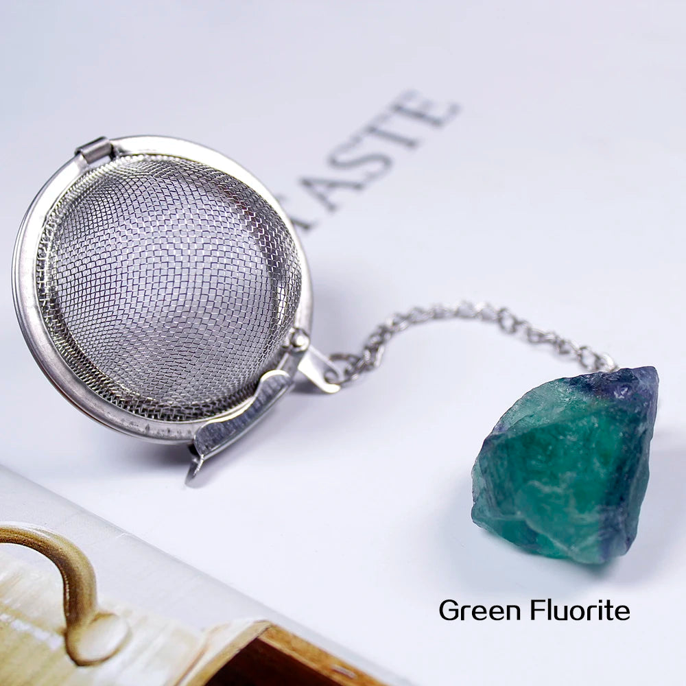1pcs Creative Natural crystal stonet 304 stainless steel tea maker Tea filter Crystal rough Crystal decoration crafts
