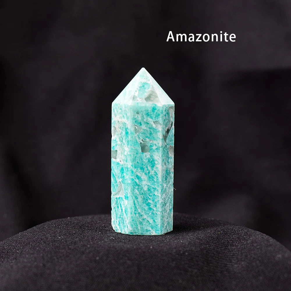 45mm Crystal Points Wands Set Natural Carved 6 Faceted Point Prism Wand Reiki Healing Crystals Chakra Stones Figurine Meditation
