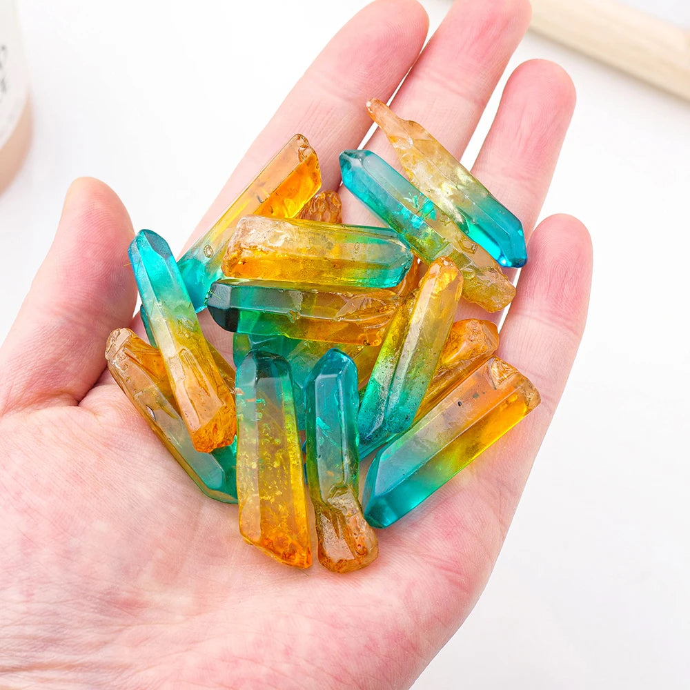 50g /bag Natural Aura Colorful Clear Quartz Singel Point Gravel Specimen Decoration Stones and Minerals
