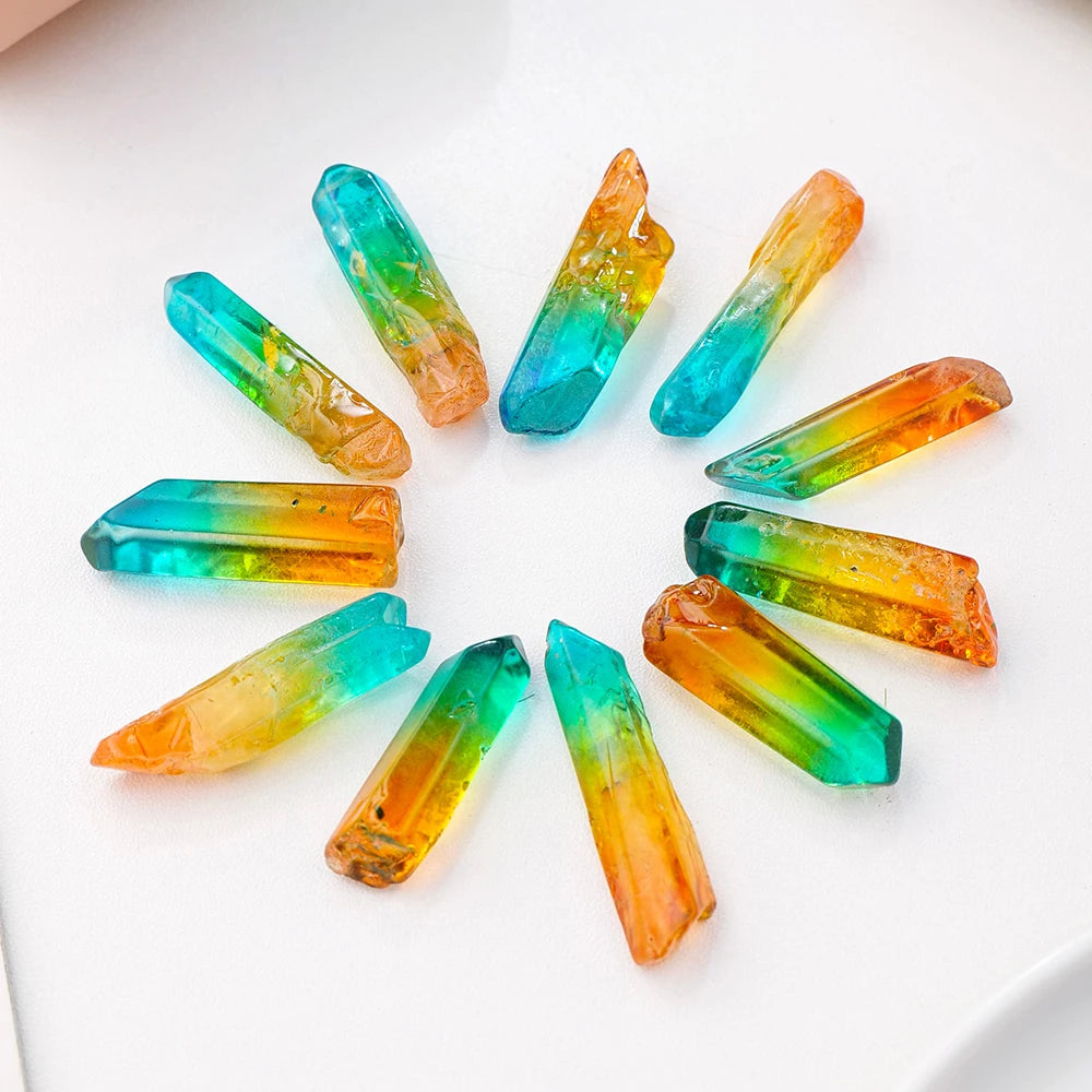 50g /bag Natural Aura Colorful Clear Quartz Singel Point Gravel Specimen Decoration Stones and Minerals