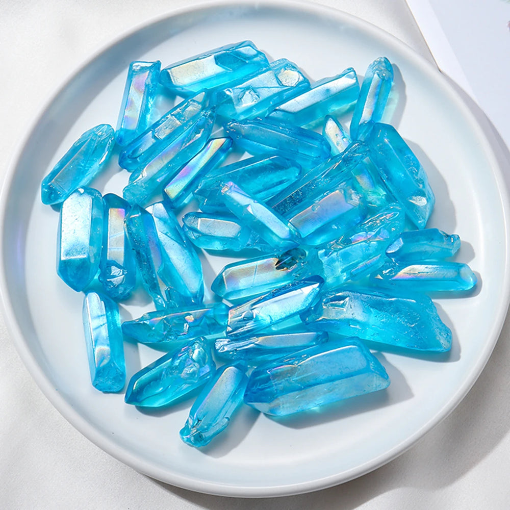 50g/bag Natural Crystal Quartz Aura Color Polished Healing Crystal Point Specimen Reiki For Home Furnishing Decoration