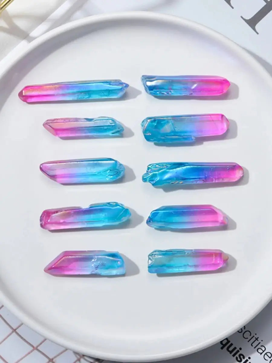 50g/bag Natural Crystal Quartz Aura Color Polished Healing Crystal Point Specimen Reiki For Home Furnishing Decoration