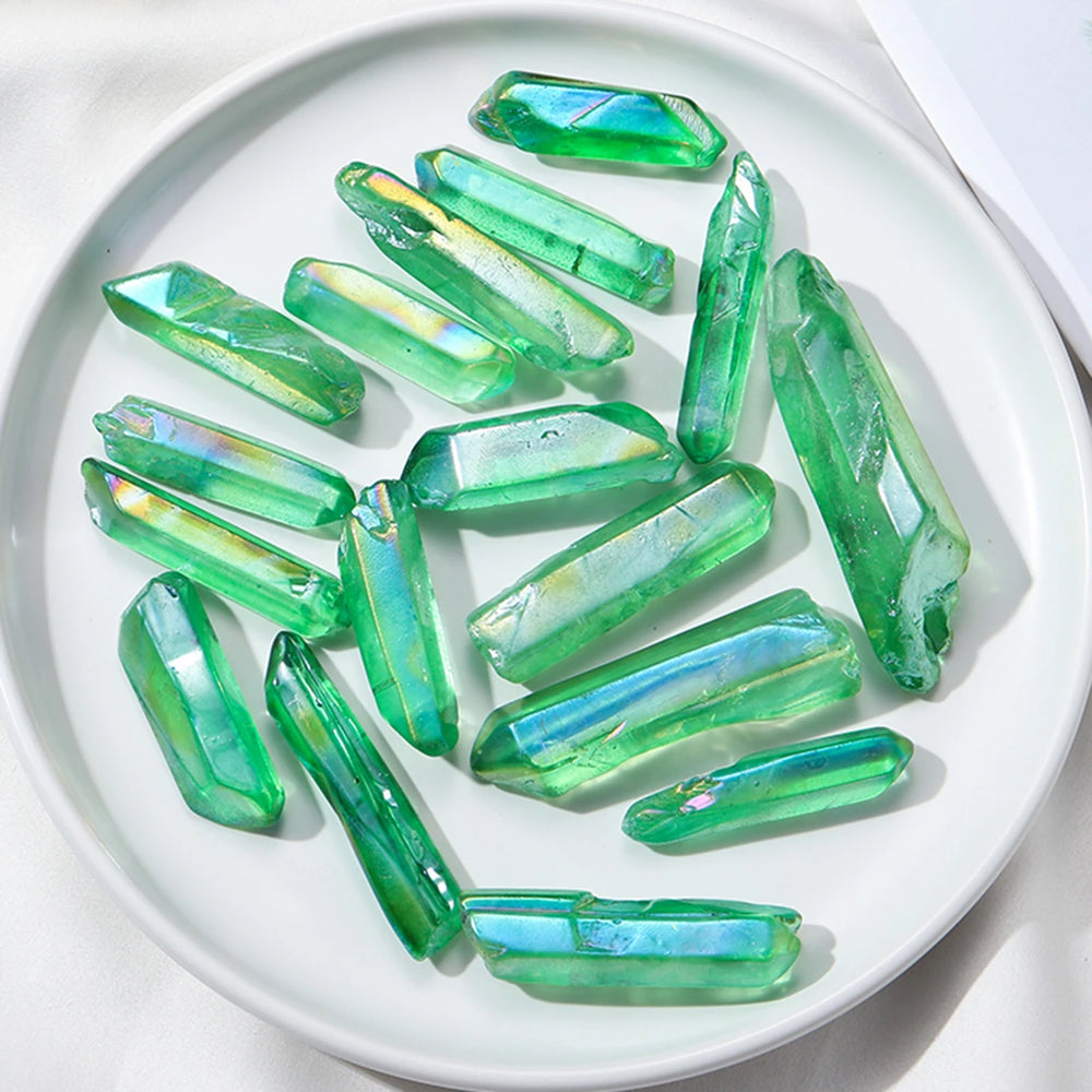 50g/bag Natural Crystal Quartz Aura Color Polished Healing Crystal Point Specimen Reiki For Home Furnishing Decoration