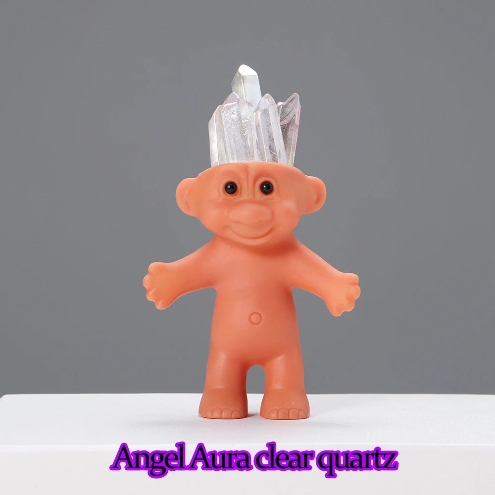 Funny Exaggerated Cute Doll Natural Crystal Ornaments Energy Transparent Quartz Baby Decoration Daughter Gift