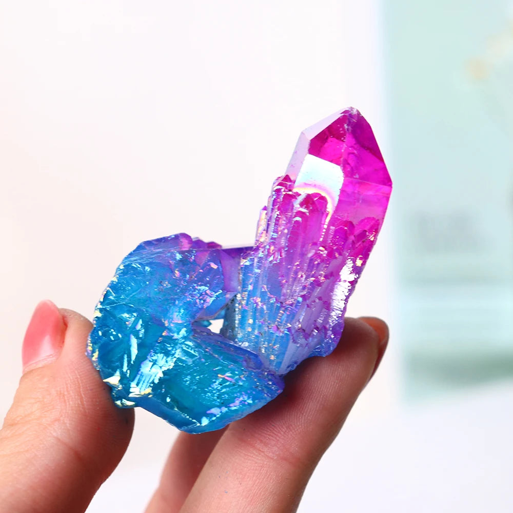 Natural Crystal Quartz colour Cluster Mineral Specimen Healing Brand New Multi color electroplating stone Home Stone Decor
