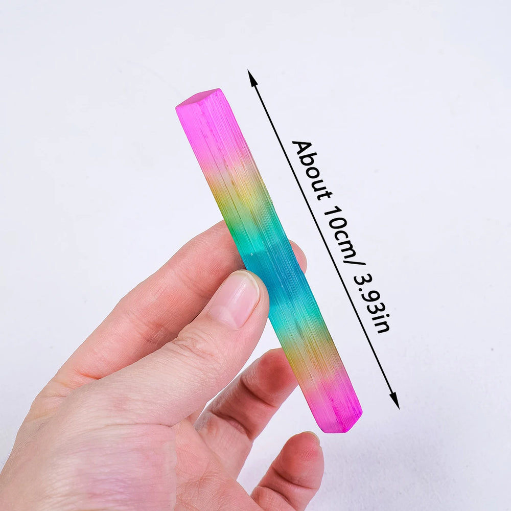 Natural Crystal Slab Selenite Aura Rainbow Color Reiki Gemstone for Cleansing and Recharging Spiritual Decor