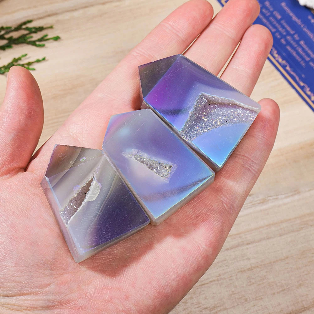 Natural Healing Stones Agate Point Crystal Tower Aura Rainbow Color Healthy Crystal Craft Home Decorate